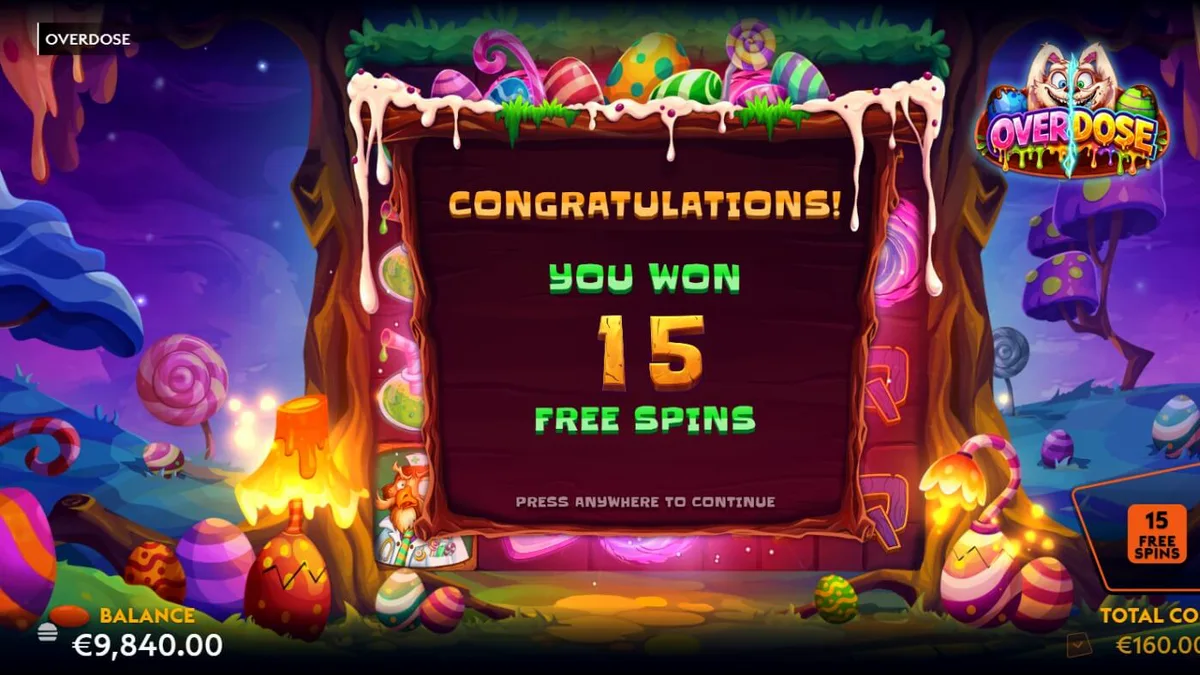 Tampilan visual slot Overdose yang menampilkan tema Easter gelap dan simbol-simbol unik.